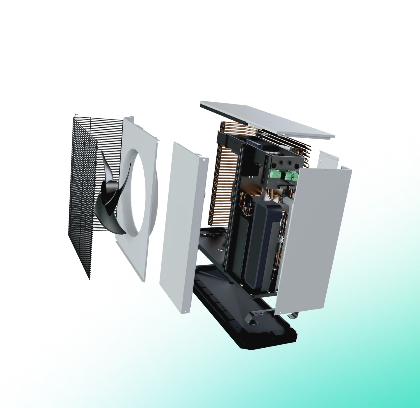 Exploaded view of residential outdoor unit